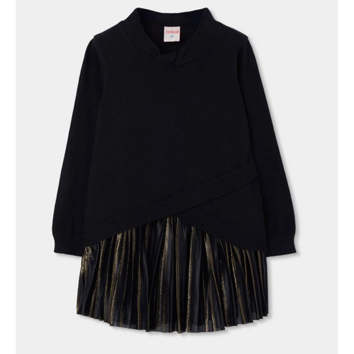 Black Dress Gold Pleated Skirt