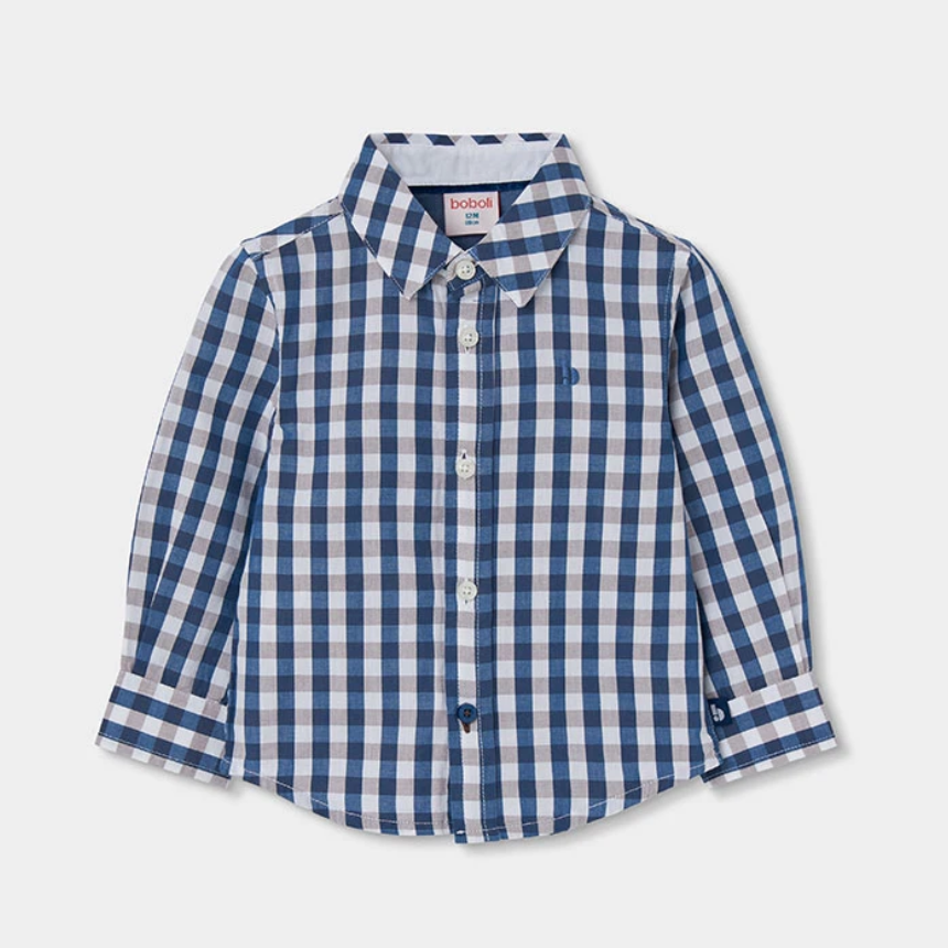 Blue Checked Poplin Shirt