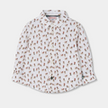 White Poplin Shirt Dog Print