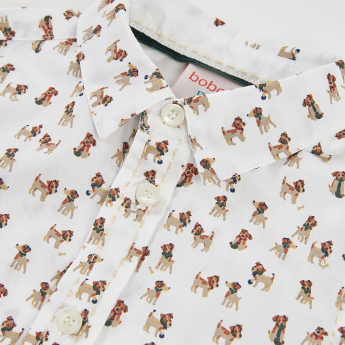 White Poplin Shirt Dog Print