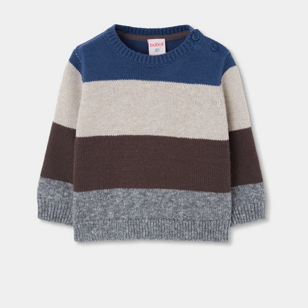 Stripe Sweater Blue Grey Cream Brown