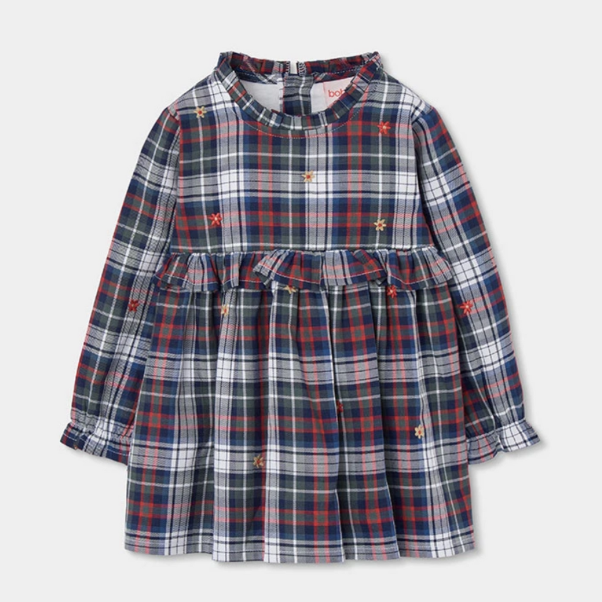 Plaid Embroidered Dress