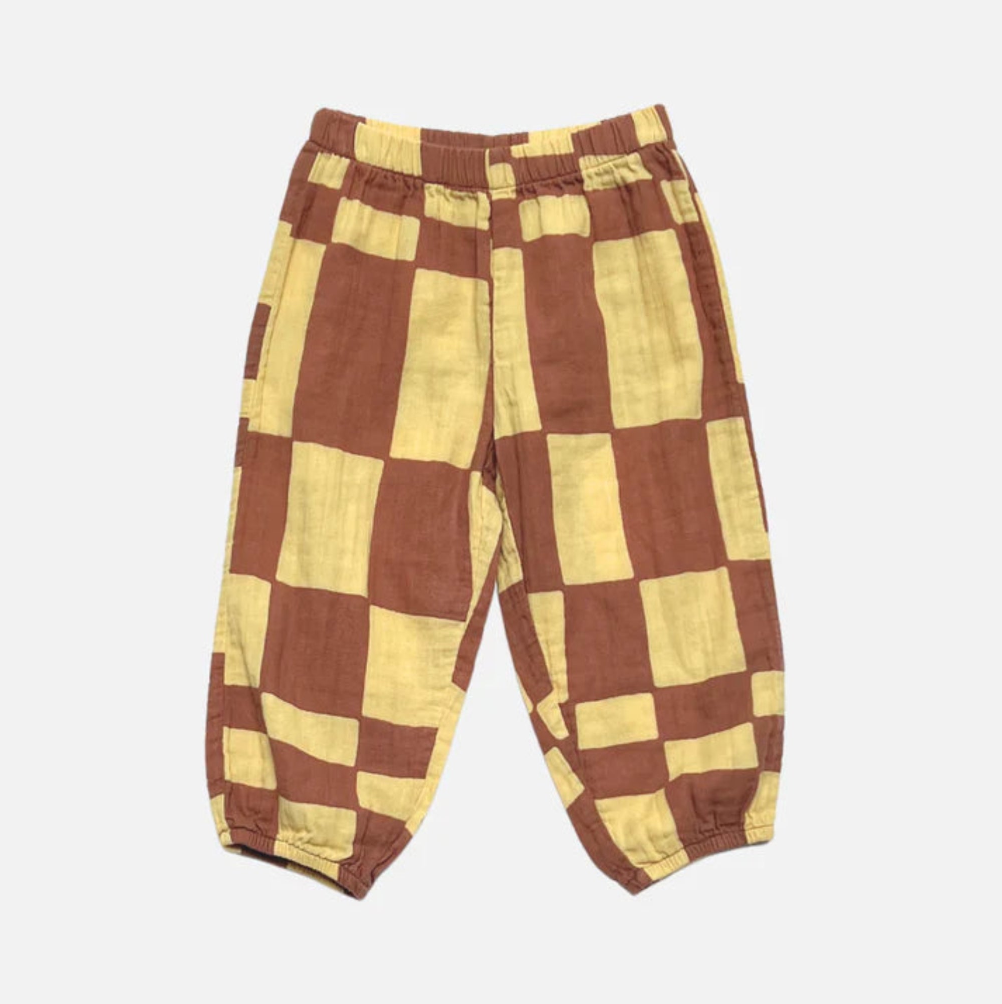 Muslin Pull On Pant - Yellow Checkers