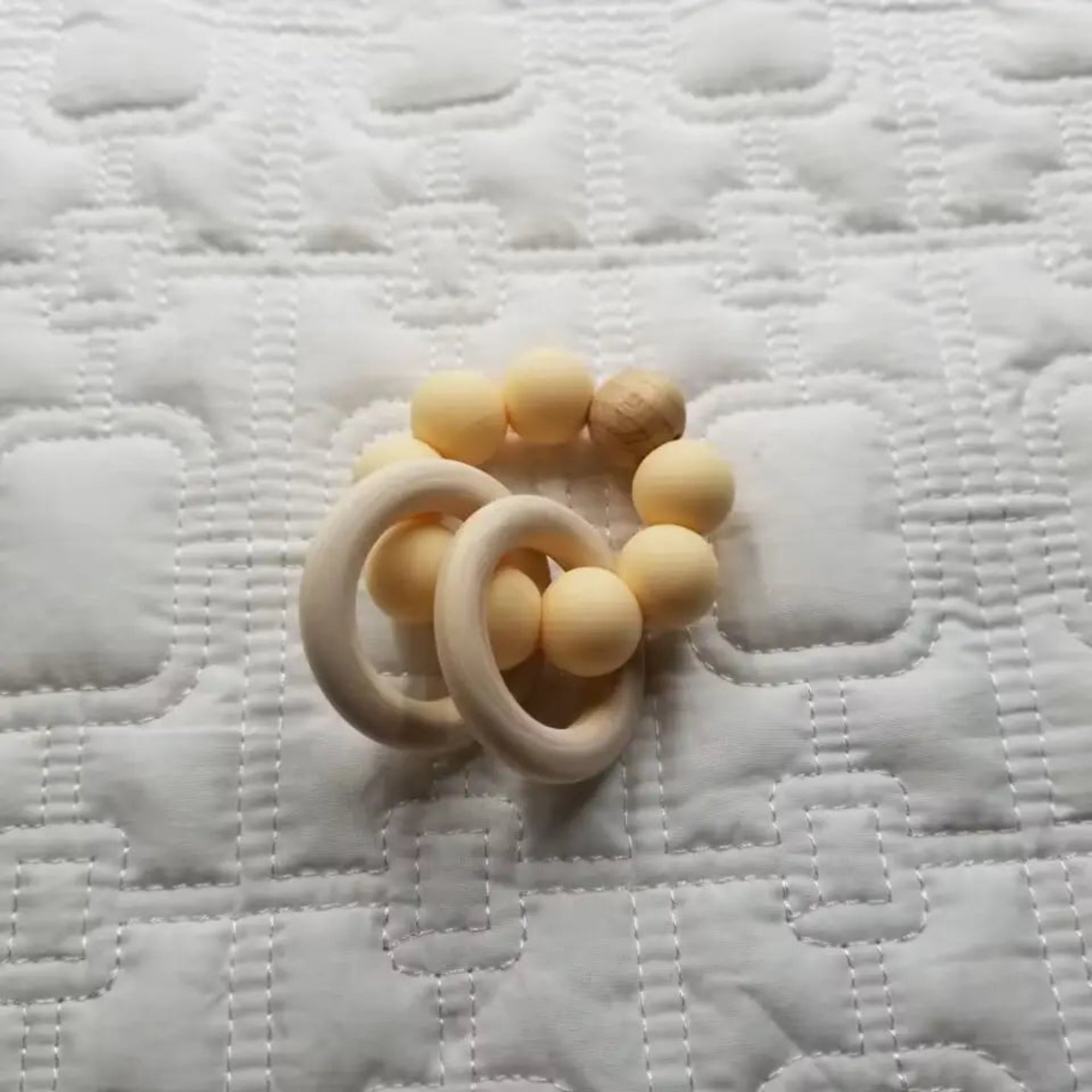 Silicone Beaded Rattle Teether Toy - Yellow