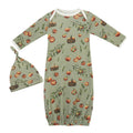 Organic Cotton NB Gown & Hat Set - Apple Orchard
