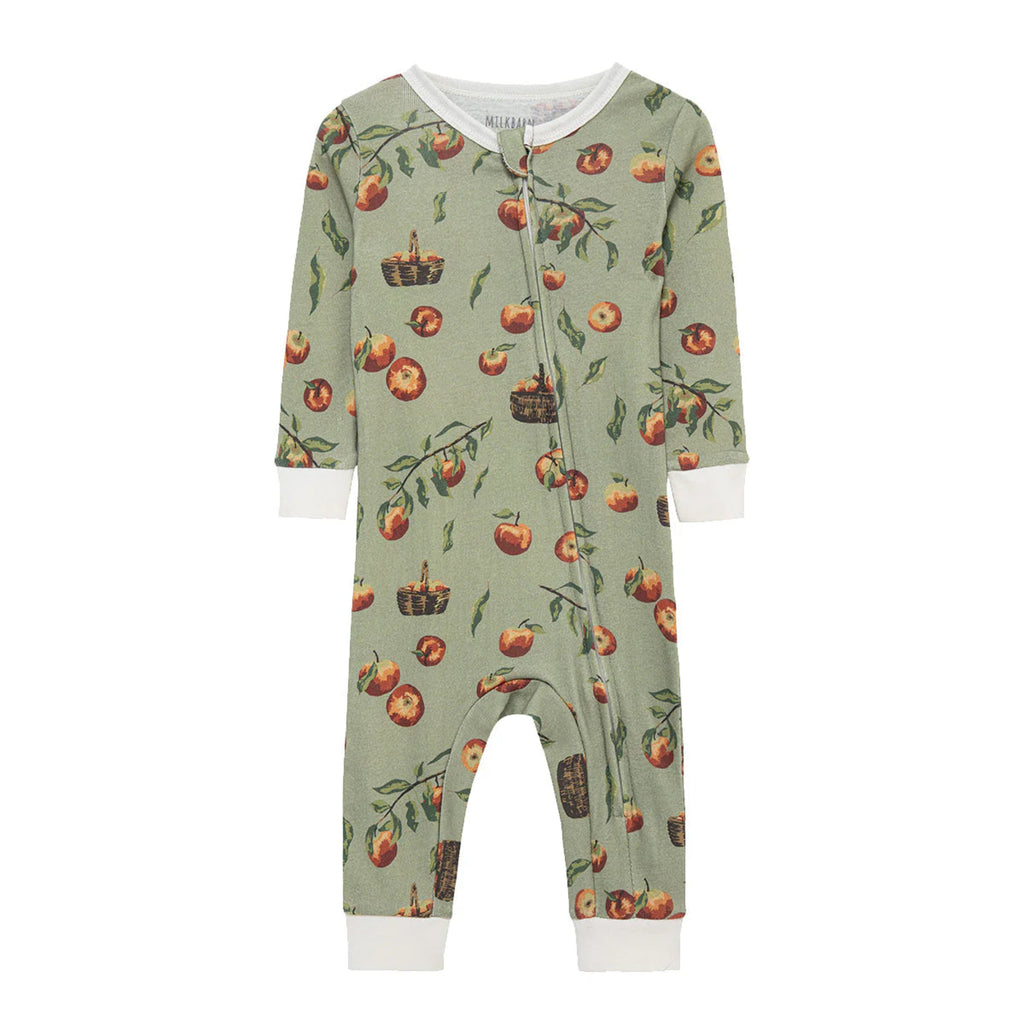 Organic Cotton Zipper Pajama - Apple Orchard