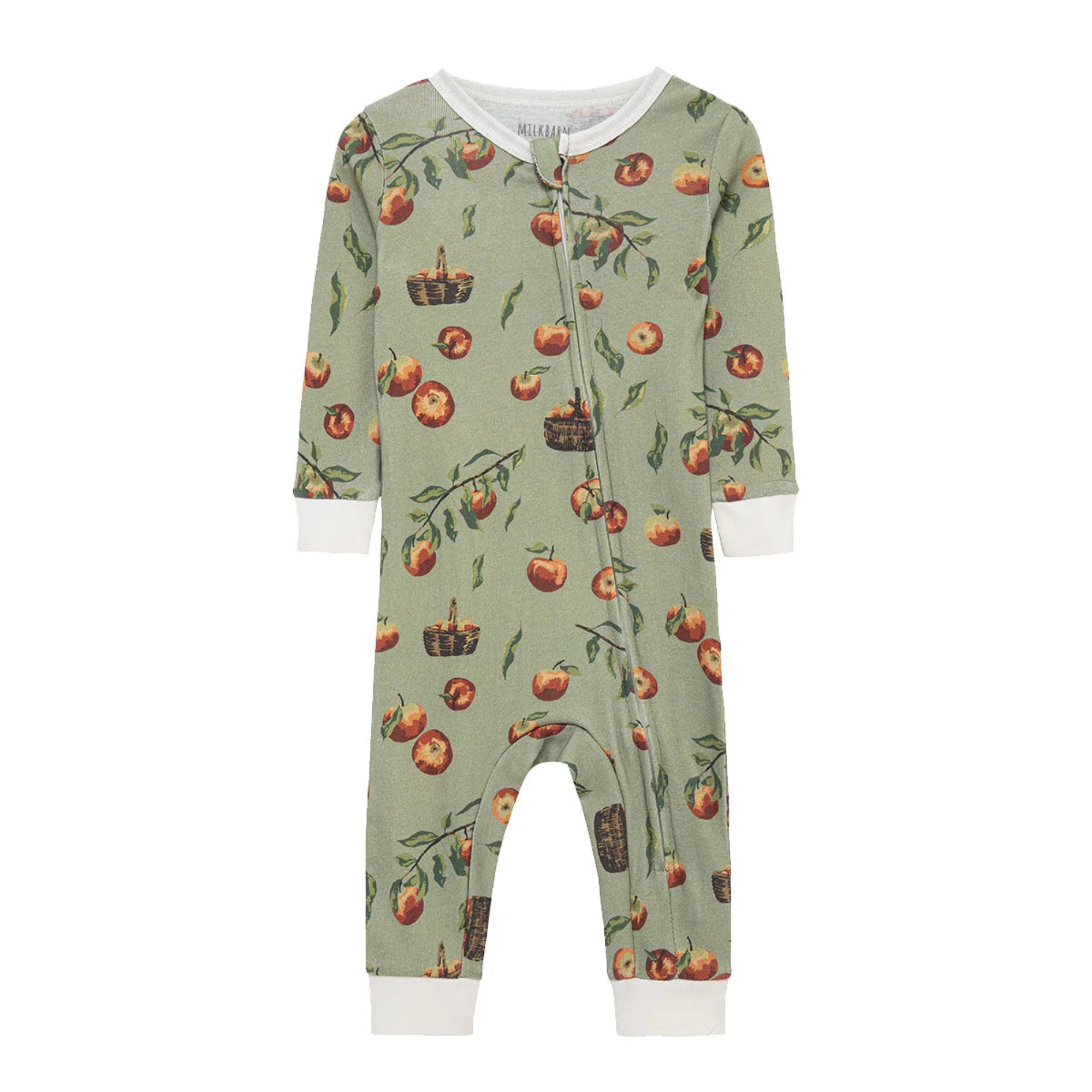 Organic Cotton Zipper Pajama - Apple Orchard