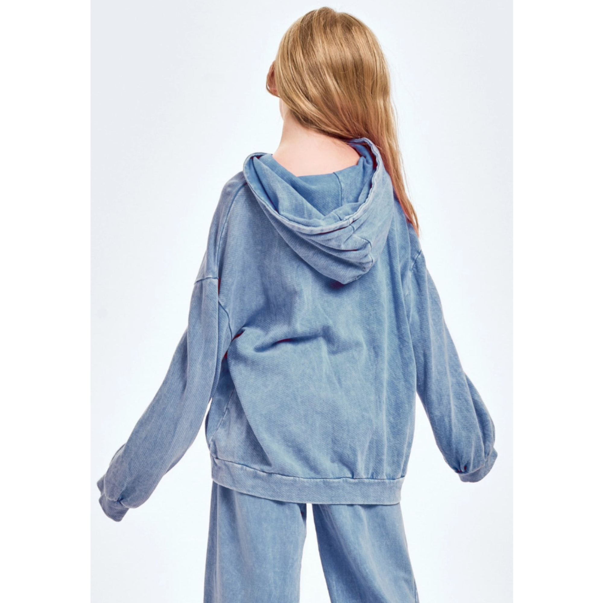 Mineral Wash Hoodie-Blue