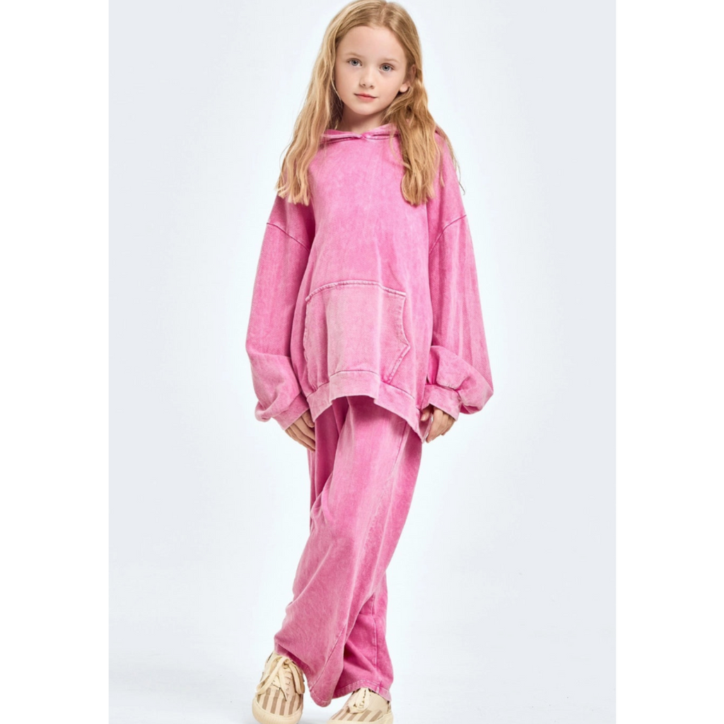 Mineral Wash Hoodie-Pink