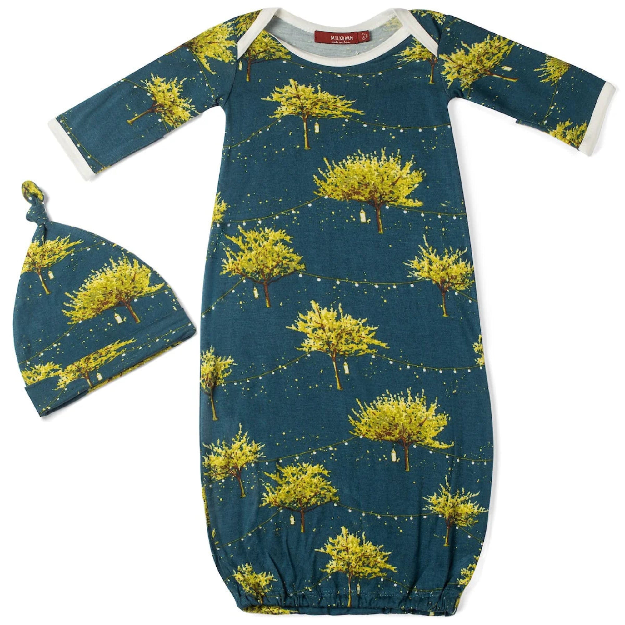 Bamboo NB Gown & Hat Set - Firefly